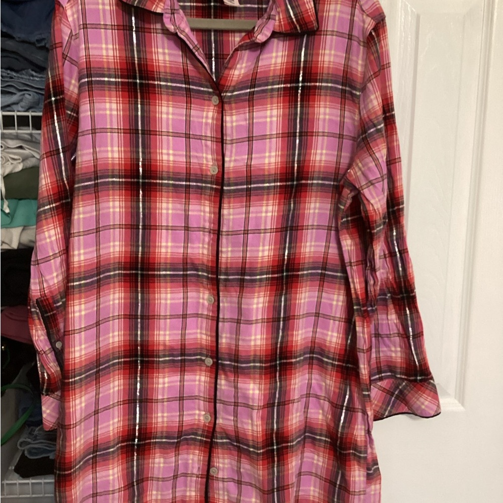 Victoria's Secret Pink and Red Plaid Button-Down Dress